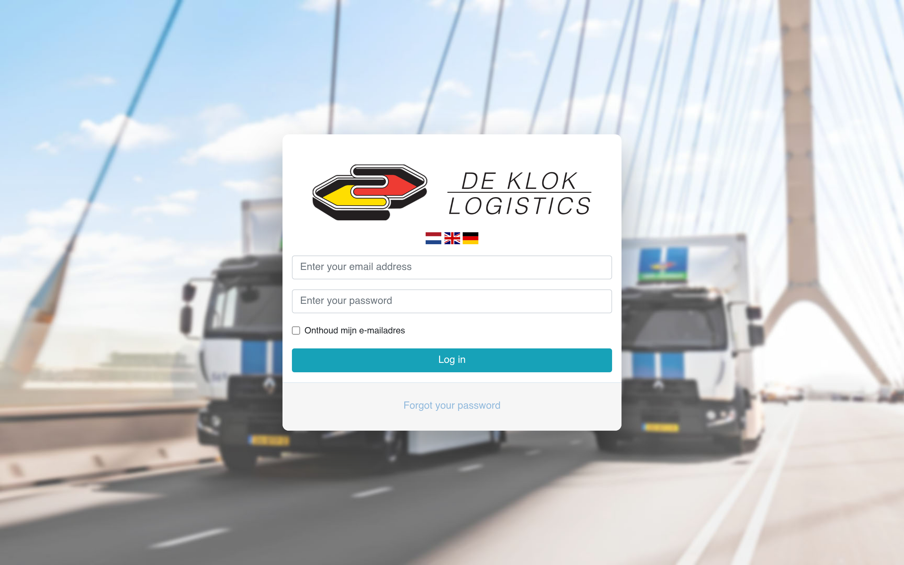 Login pagina van De Klok portal